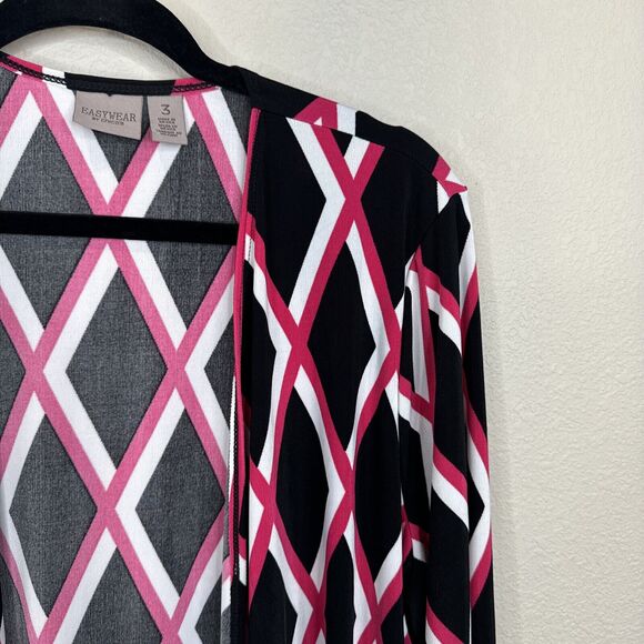 Easywear Chico Cardigan 3 Hot Pink Black Preppy Core Work - Picture 3 of 11